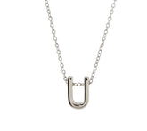 Charm Initial Letter U  925 Sterling Silver Necklace with Chain